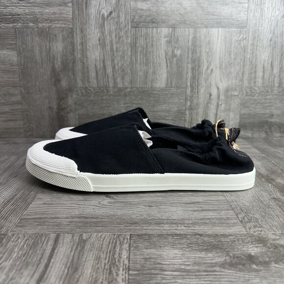Roxy Women's size 8 Black Canvas Ruched Heel Slip On Shoes - Picture 3 of 8